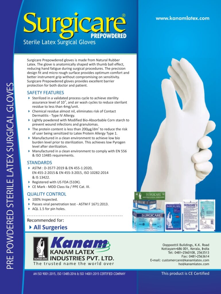 Surgicare- Prepowdered - Sterile latex surgical Gloves