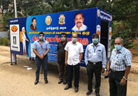Two disinfection tunnels installed in Vadassery bus stand during Covid-19, Kanyakumari