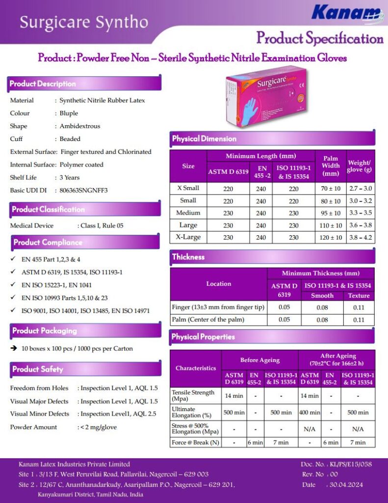 PFNitrile-230 mmSurgicare Syntho Spec